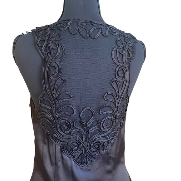 Vintage Jessica McClintock Gunne Sax Black Cocktail Dress Mesh Appliqué Back 10 - Picture 6 of 10